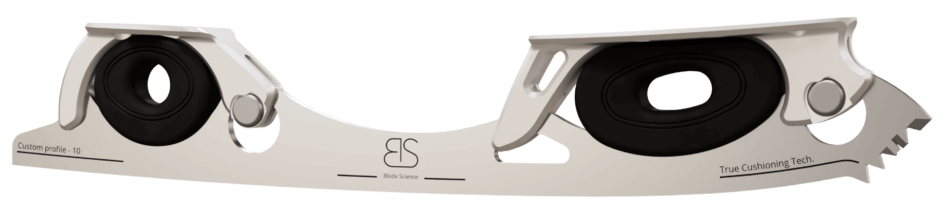 Figure Skating Shock-Absorbing Blade Set (Dual Cushioning) with black Shock Absorbers and Light Grey Frames