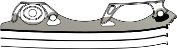 Detailed exploded view of a shock-absorbing blade with all components visible with different blade profiles.