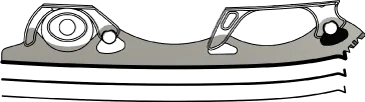 Detailed exploded view of a shock-absorbing blade with all components visible with different blade profiles.