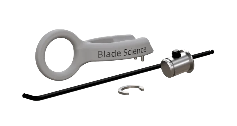 Tool kit with pins and hex key for figure skating shock-absorbing blade.