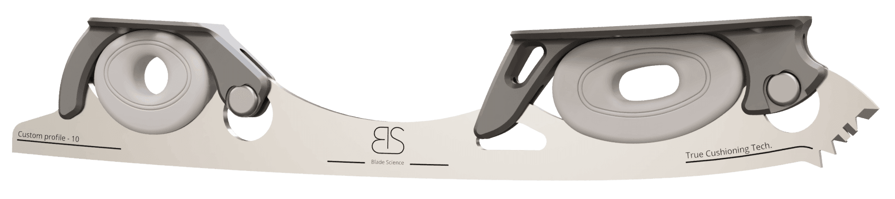 Figure Skating Shock-Absorbing Blade Set (Dual Cushioning) with grey Shock Absorbers and dark Grey Frames