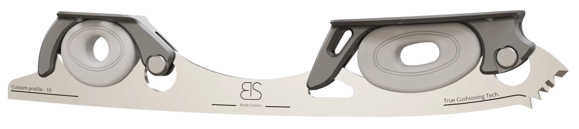Figure Skating Shock-Absorbing Blade Set (Dual Cushioning) with grey Shock Absorbers and dark Grey Frames