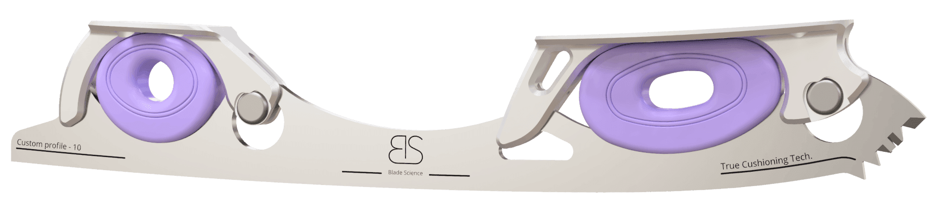Figure Skating Shock-Absorbing Blade Set (Dual Cushioning) with lavendel Shock Absorbers and light Grey Frames