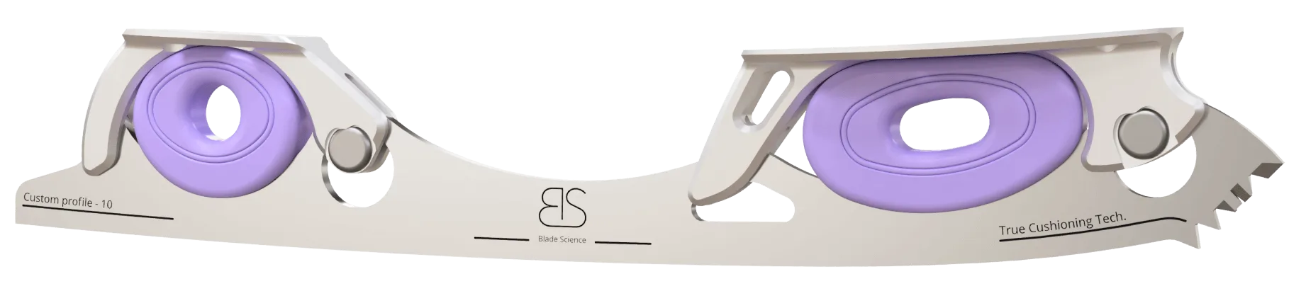 Figure Skating Shock-Absorbing Blade Set (Dual Cushioning) with lavendel Shock Absorbers and light Grey Frames