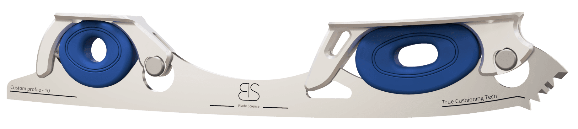 Figure Skating Shock-Absorbing Blade Set (Dual Cushioning) with navy blue Shock Absorbers and light Grey Frames