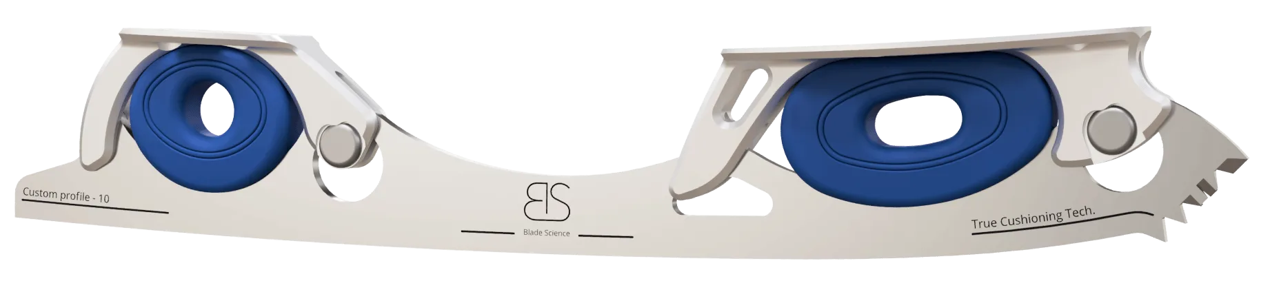 Figure Skating Shock-Absorbing Blade Set (Dual Cushioning) with navy blue Shock Absorbers and light Grey Frames